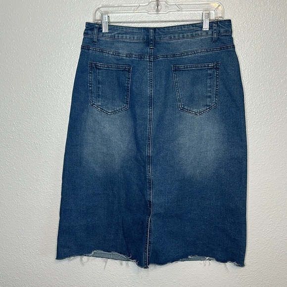 ALLEGRA K Denim Midi Stretch Skirt Size Large NWT - Picture 7 of 8